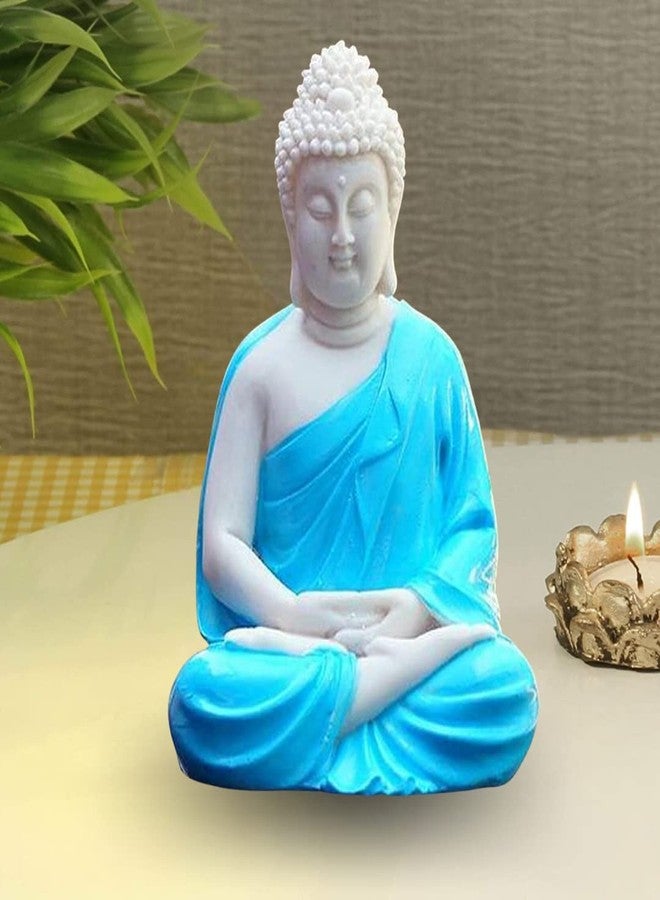 The Advitya تمثال بوذا أدفيتيا المتأمل جالسًا | هدية فريدة من نوعها، مصنوعة يدويًا من الرخام الصناعي، قطعة ديكور منزلي، تحفة فنية وفقًا لمبادئ فنغ شوي (أزرق، 5.5 بوصة)، تمثال - Image 3